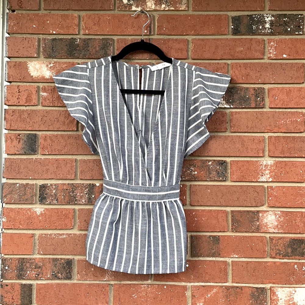 Lydelle blue and white striped top.